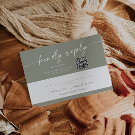 Boho Chic Sage Grönt Mail In och QR-kod OSA Kort