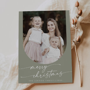 Boho Chic Sage Grönt Photo Boho Family jul Julkort