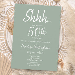 Boho Chic Sagegrön Överraskning 50-årsdag Inbjudningar