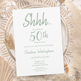 Boho Chic Sagegrön Överraskning 50-årsdag Inbjudningar