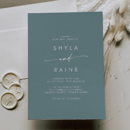 Boho Chic Seafoam Teal Avslappnad Bröllop Inbjudningar