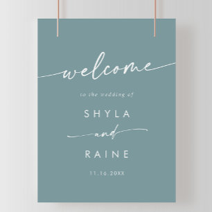 Boho Chic Seafoam Teal DIY Bröllop Välkomsttecken Poster