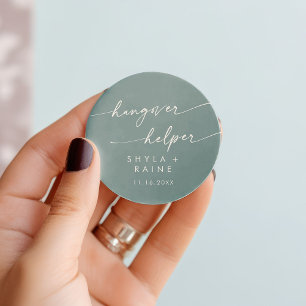Boho Chic Seafoam Teal Hangover Helper Favor Runt Klistermärke