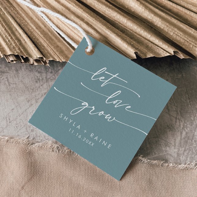 Boho Chic Seafoam Teal Let Kärlek Grow Bröllop Gåvor Etiketter (Skapare uppladdad)