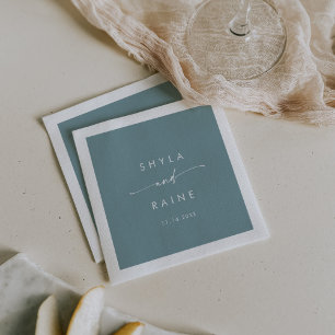 Boho Chic Seafoam Teal Monogram Bröllop Napkins Pappersservett