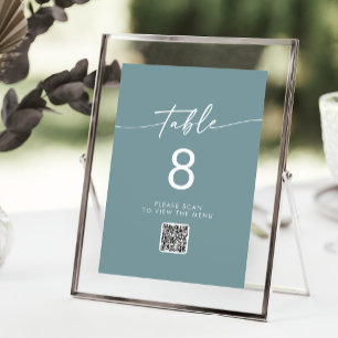Boho Chic Seafoam Teal QR Code Bordsnummers Inbjudningar
