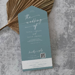 Boho Chic Seafoam Teal QR Code Mail i Bröllop