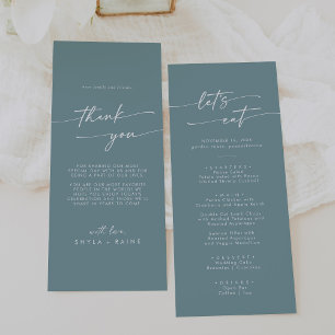 Boho Chic Seafoam Teal Tack och Bröllop Meny