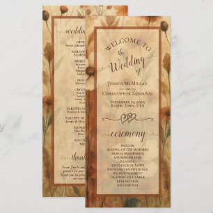 Boho Chic Sienna Vildblommor Elegant Bröllop Program