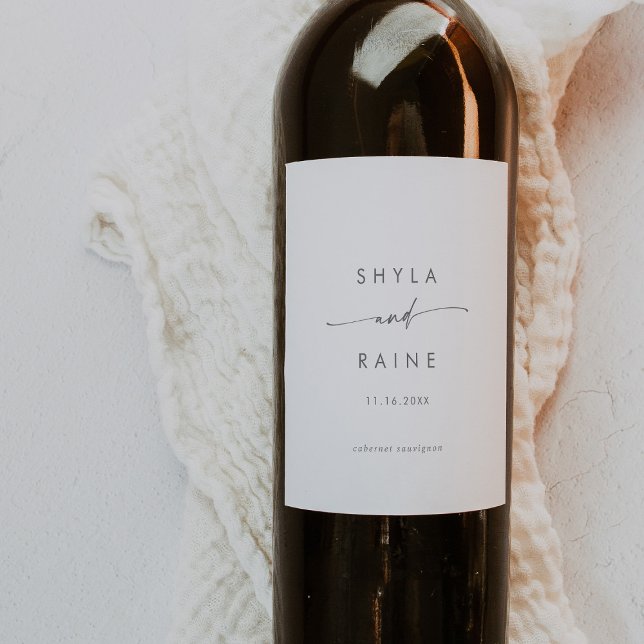 Boho Chic Silver Grått Bröllop Vin-etiketter Vinflaska Etikett (Skapare uppladdad)
