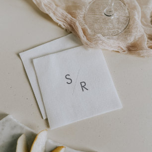 Boho Chic Silver Grått Monogrammed Napkins Pappersservett