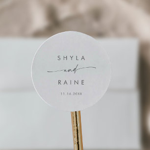 Boho Chic Silver Grått Namn Kuvert Seals Runt Klistermärke