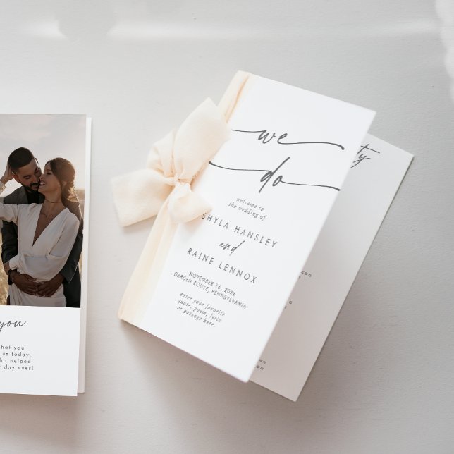 Boho Chic Silver Grått Vi är utplacerade Bröllop Program (Skapare uppladdad)