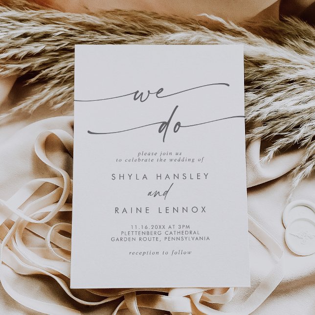 Boho Chic Silver Grått Vi gör Bröllop Inbjudningar (Skapare uppladdad)