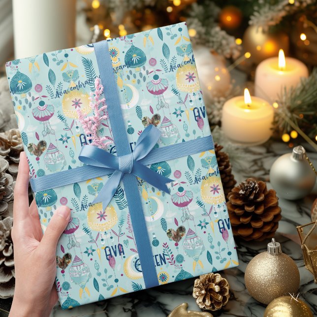 Boho Chic skräddarsydd presentpapper med blommotiv (Skapare uppladdad)