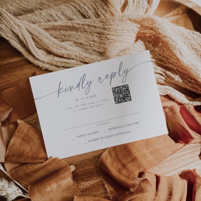 Boho Chic Slate Blue Mail In och QR-kod OSA Kort (Skapare uppladdad)
