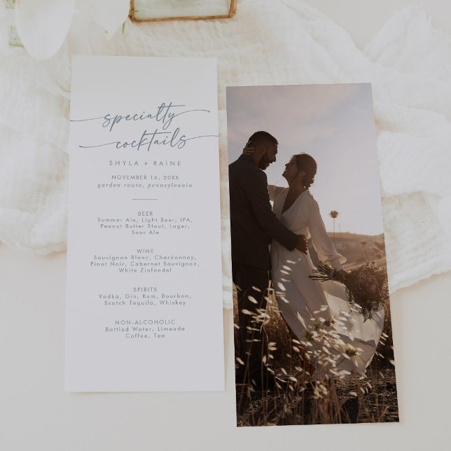 Boho Chic Slate Blue Photo Specialty Cocktails Meny (Skapare uppladdad)
