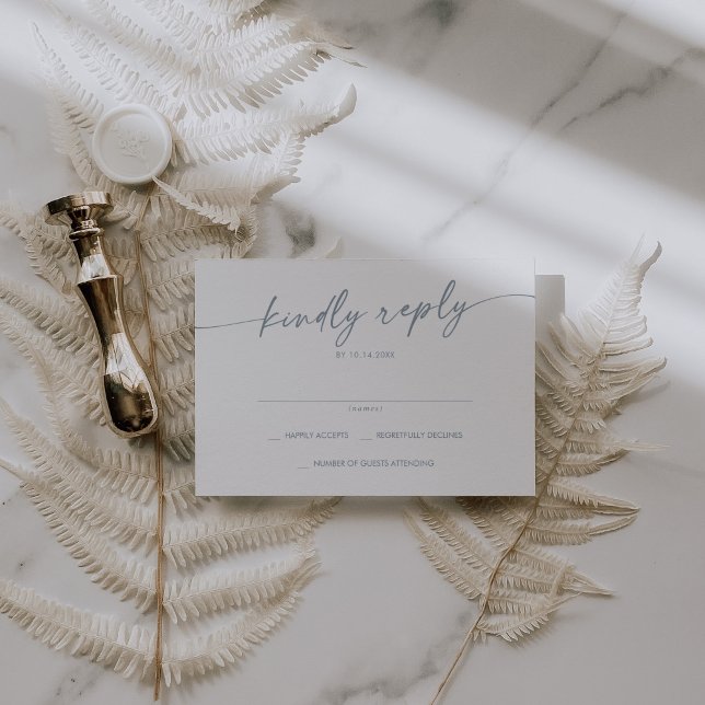 Boho Chic Slate Blue Simple Bröllop OSA Kort (Skapare uppladdad)