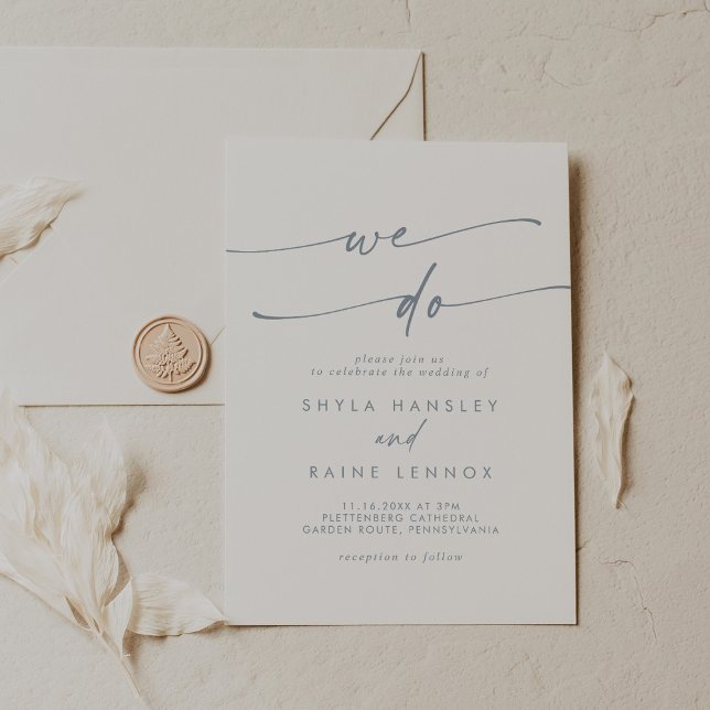 Boho Chic Slate Blue We Do Bröllop Inbjudningar (Skapare uppladdad)