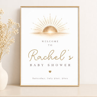 Boho Chic Sol Neutral Baby Shower Välkomstskylt Poster