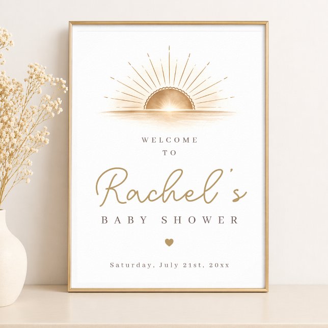 Boho Chic Sol Neutral Baby Shower Välkomstskylt Poster (Skapare uppladdad)