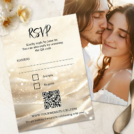 Boho Chic Sparkling Guld Bröllop OSA Card Inbjudningar