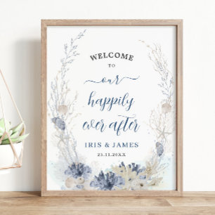 Boho Chic Strand Kust Bröllop Välkommen  Poster