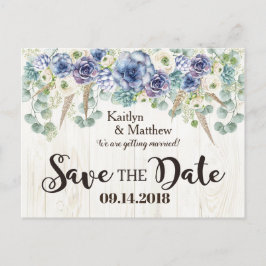 Boho Chic Sukkulent Eukalyptus Save the Date Meddelande Vykort