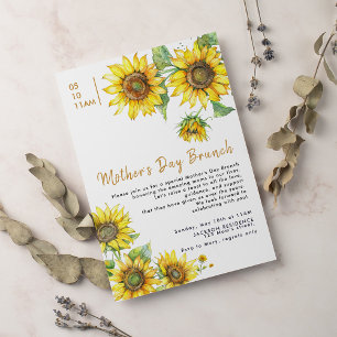 Boho Chic Sunblommblommor Mors dag Inbjudningar