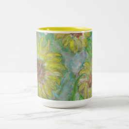 Boho Chic Sunblommor Watercolor Art 15 oz Mugg