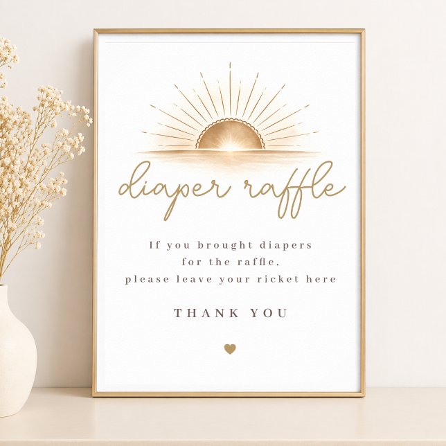 Boho Chic Sunshine Baby Shower Blöja-Lottteri Skyl Poster (Skapare uppladdad)