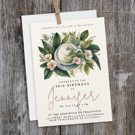 Boho Chic Tea Party Blommig Akvarell Kalligrafi Inbjudningar
