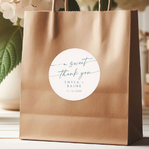 Boho Chic Teal and White A Sweet Tack Favor Runt Klistermärke