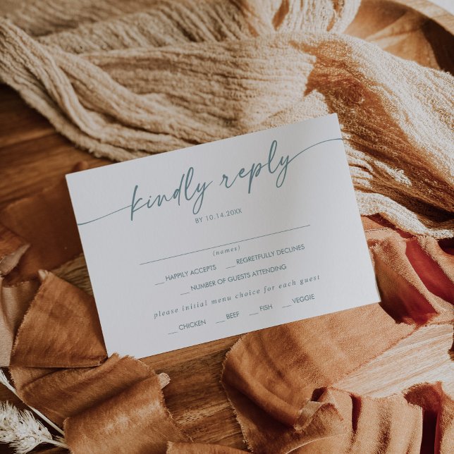 Boho Chic Teal and White Menu Choice OSA kort (Skapare uppladdad)