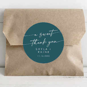 Boho Chic Teal Blue A Sweet Tack Favor Runt Klistermärke