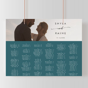 Boho Chic Teal Blue Bild Seating Chart Poster