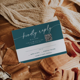 Boho Chic Teal Blue Mail In och QR-kod OSA Kort