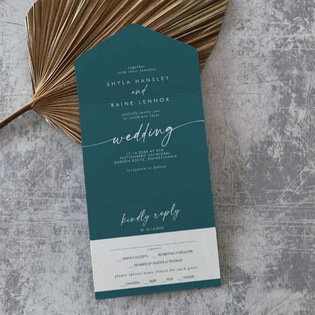 Boho Chic Teal Blue Meal Choice OSA Bröllop (Skapare uppladdad)