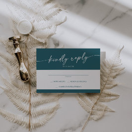 Boho Chic Teal Blue Simple Bröllop OSA Kort