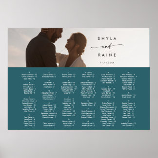 Boho Chic Tealblå Bild Sittplatskarta Poster