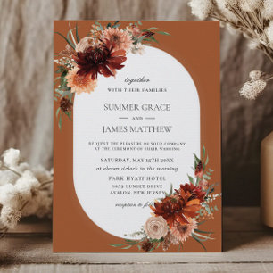 Boho Chic Terracotta Burnt Orange Rust Bröllop Inbjudningar