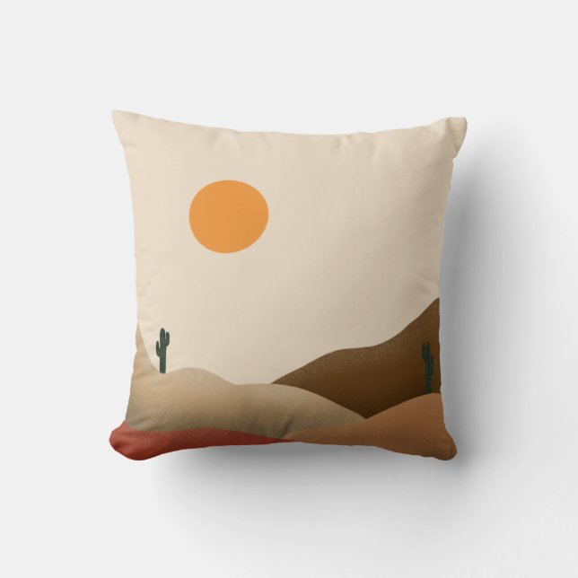 Boho Chic Terracotta Desert Cactus Monogram Kudde (Framsida)