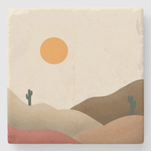 Boho Chic Terracotta Desert Cactus Monogram Stenunderlägg