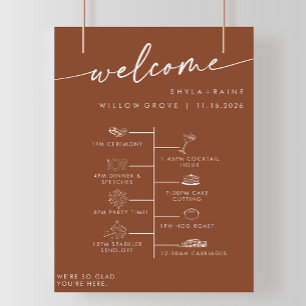 Boho Chic Terracotta DIY Bröllop Välkomsttidslinje Poster