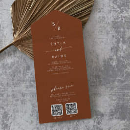 Boho Chic Terracotta Dual QR Code Bröllop