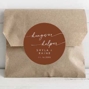 Boho Chic Terracotta Hangover Helper Favor Runt Klistermärke