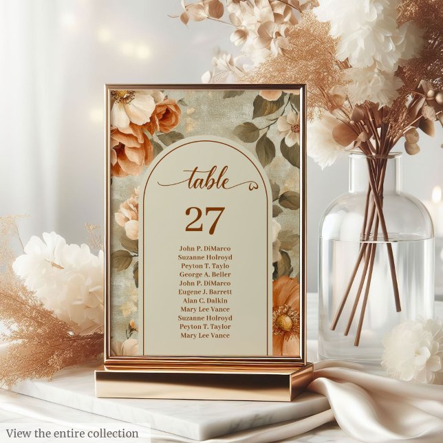 Boho Chic Terracotta Ivory Sage Floral Wedding Bordsnummer (Boho Chic Terracotta Ivory Sage Floral Wedding Table Number

)