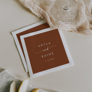 Boho Chic Terracotta Monogram Bröllop Napkins Pappersservett