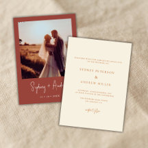 Boho Chic Terracotta Photo Wedding bjudande