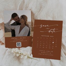 Boho Chic Terracotta QR-kod Fotokalender Spara Datumet